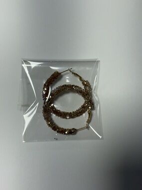 Gold-Tone Glitter Hoop Earrings - Women Jewelry